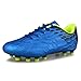 Hawkwell Kids Boys Girls Outdoor Soccer Shoes, Blue PU, 13 M US