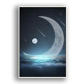 Framed Canvas Wall Art for Living Room, Bedroom Moon with Bright Canvas Prints for Modern Home Decoration Ready to Hang - 16"x24" inches