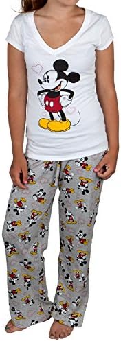 Mickey Mouse - Mickey Love Juniors V-Neck Pajama Set - Large
