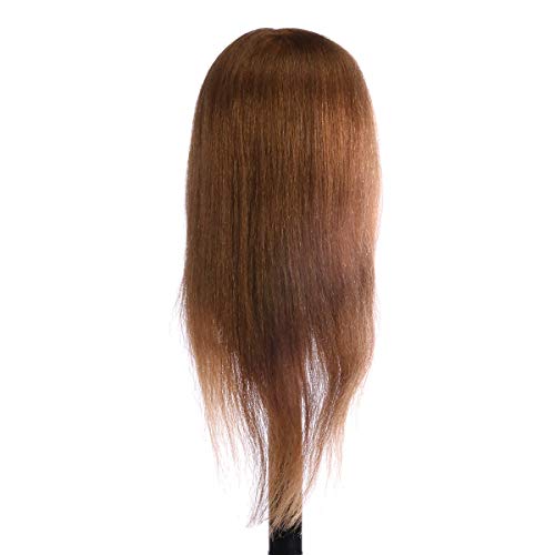 Kaleurrier Mannequin Head Female Professional Hairdresser Hair Styling Training Head Manikin Cosmetology and Hairdressing Practice Doll Head with 18" 100% Real Hair with Free Table Clamp(Color:Brown) - Thumbnail 2