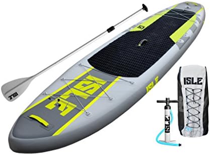ISLE Airtech Inflatable Explorer Stand Up Paddle Board (6" Thick) iSUP Package | Includes Adjustable Travel Paddle, Carrying Bag, Leash, Pump