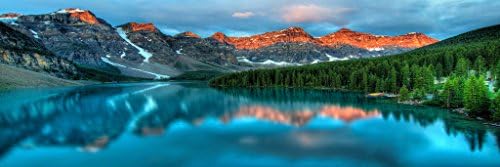 AT6129 Mountains Sky Sunset Lake Clouds Panorama Print Panoramic Photos On Canvas 24x72"+2"Border