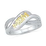 Meolin Mom Ring Heart Love Zircon Ring Mother's Day Ring Best Gift for Mother Mummy Party Band Rings Size 6 - 10,Golden,Size 9