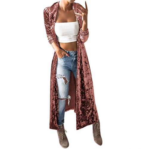 Mose Ladies Vest Womens Spring Velvet Sleeveless Cardigan Parka Outerwear Coat (Pink, S) - Thumbnail 7