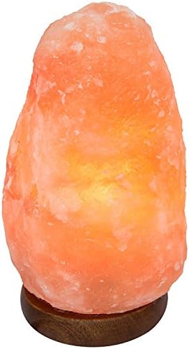 Salt Kingdom Himalayan Natural Salt Lamp, Hand Carved Natural Shape Crystal Salt Rock Night Light, Decorative Genuine Wood Base with Cord, UK Plug Electric Wire, Light Bulb 2 KG