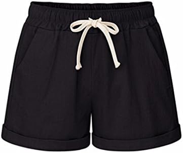 Women's Plus Size Drawstring Elastic Waist Stretch Cotton Casual Summer Beach Sports Shorts, Black, XXXX-Large
