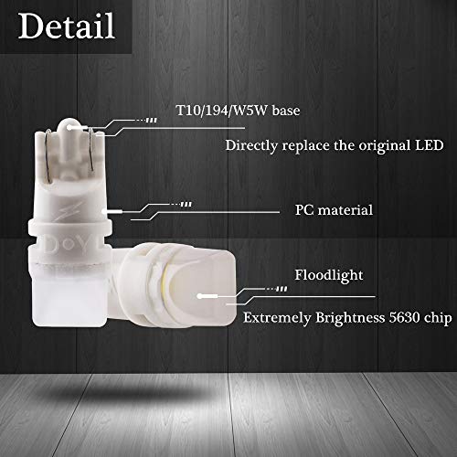 GLL DC6V / 6.3V LED 194 W5W T10 168 Light Bulbs for Car Interior Map Dome License Plate Door Side Marker Light for Pinball Machine 5630 Chip 2SMD White Pack of 20 - Thumbnail 2
