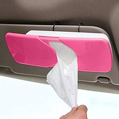 Car Tissue Box, Exquisite and Fashionable Auto Accessories Car Sun Visor Tissue Box Paper Case Napkin Holder with U-Shaped Clip for Car Automotive (Rose)