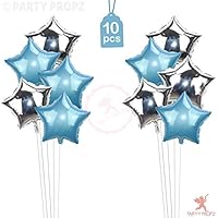 Party Propz 10 Pcs 17 inch Blue and Silver Star Foil Balloons for Birthday/blue and silver party decorations