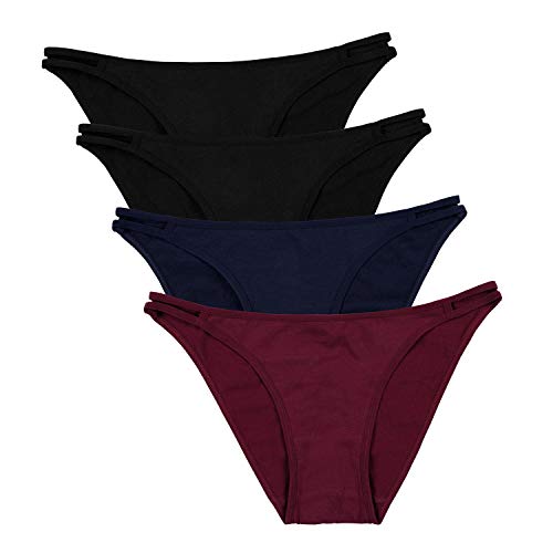 V FOR CITY Womens Panties Low Rise Assorted Cotton Hipster Underwear Packs of 4