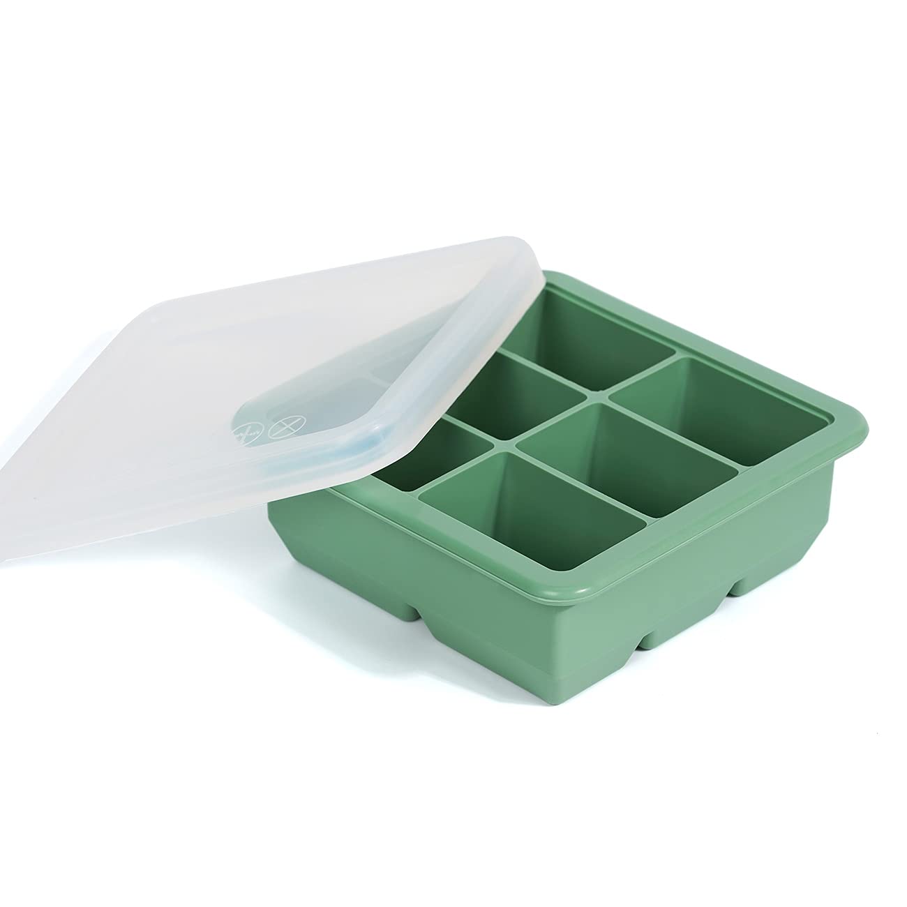 Photo 1 of haakaa Baby Food Freezer Tray with Clip-on Lid, Silicone Baby Food Freezer Storage Tray Container, Pop Out 6 x 2.4 oz Portion Silicone Baby Food Ice Cube Trays, Pea Green