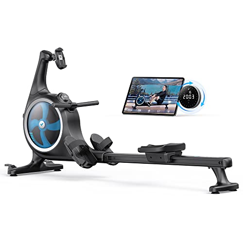 MERACH High-end Rowing Machine with Dual Water & Magnetic Resistance System, Strong Series Rower for Light Commercial Use, Bluetooth Rowing Machines with Auto Resistance Feature