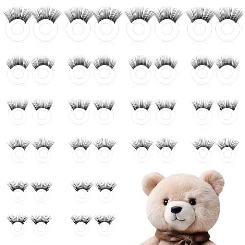 LemonRoad 40pcs Doll Eyelashes 5 Sizes Safety Eyelashes for Doll Making Eye Make up Accessories Crafts Plastic Stuffed Crochet Eye Lashes for DIY Puppet Bear Plush Animal Making