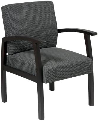 Office Star Deluxe Guest Chair with Espresso Finish  Base and Arms, Charcoal Fabric