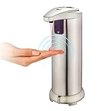Automatic Soap Dispenser, Touchless Stainless Steel Soap Dispenser with Sensor Fingerprint Resistant and Waterproof Base for Kitchen Bathroom Sanitizer Shampoo