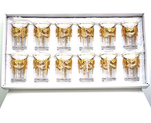 12 Orientalische Marokkanische Teegläser Niamir Gold, 12er Set Glastassen zum Servieren und Trinken, Glasbecher… – Bild 4