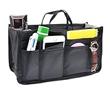 Vercord Printed Purse Insert Organizer,14 Pockets Zipper Closed Handbag Liner Bag In Bag Black