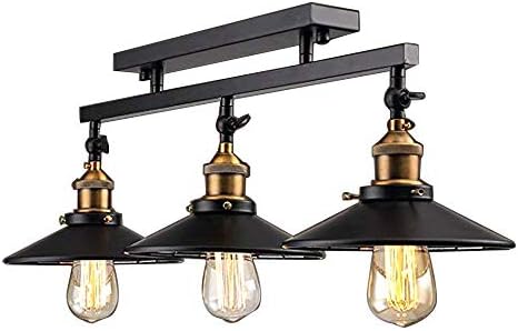 NIUYAO Industrial Vintage Semi Flush Mount Ceiling Light Lamp Fixture Island Chandelier Fixture for Home Kitchen Living Room Dining Room Decorative Fixture 3 Lights