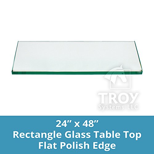 TroySys Tempered Glass Table Top, 1/4" Thick, Flat Polished Edge, Eased Corners, Rectangle - Thumbnail 6
