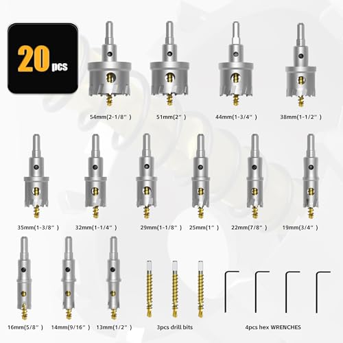 KJE 20 in 1 (1/2"to 2-1/8") Carbide Hole Saw Kit for Metal photo 8
