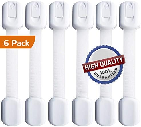 BabyKeeps Child Safety Locks, Latches to Baby Proof Cabinets, Drawers, No Drilling - Plus Extra 3M Adhesive Included - Adjustable Length - 6 Pack