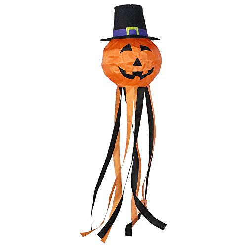 OUTOUR Halloween Pumpkin Jack-O-Lantern Jack O Lantern Fabric Windsock Wind Sock Hanging Decorations 52" Flag for Garden Patio Lawn Backyard Home Yard Porch Balcony Outdoor Decor Party Supplie - Thumbnail 7