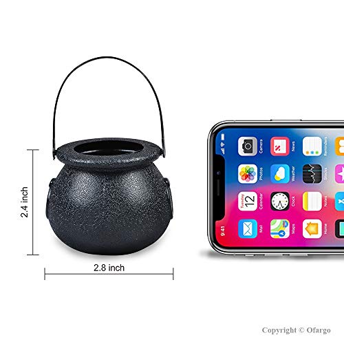 Ofargo Plastic Cauldron, Mini Black Witch Cauldron, Multi-purposed Novelty Candy Holder Pot with Handle for Halloween, St Patrick's Day Party Favors (2 1/4-2 3/4", Pack of 12)