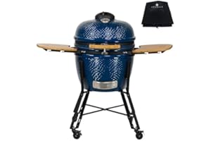VESSILS Classic - 24 Inch Kamado Charcoal Grill - Heavy Duty Ceramic Barbecue Smoker and Roaster with Built-in Thermometer and Stainless Steel Grate (21-in W)