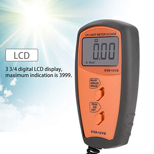 UV Light Meter, UV340B Digital Portable Handheld UV Light Meter UVA UVB Intensity Measure Tester - Thumbnail 2