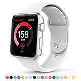 Teslasz Apple Watch Band,Soft Silicone Replacement Sport Wristbands Straps for Apple Watch(White 38 MM)