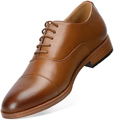 Sandes Men's Dress Shoes Formal Leather Oxfords Lace Up Brown 8.5