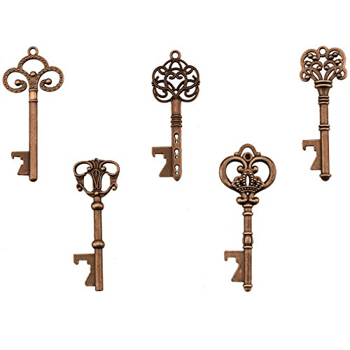 Vintage Key Bottle Openers, Party Favors (Pack of 25, Copper)