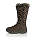 DailyShoes Knee High Faux Fur Lined Snow Boots Booties Winter Warm Mid Calf Lace Up D Ring Eskimo Boot for Women Alaska-01 Brown 9.5