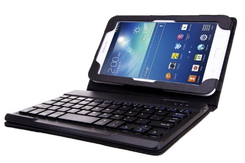 WAWO Samsung Tab 3 Lite 7.0 Inch Tablet Bluetooth Keyboard Cover Case - Black