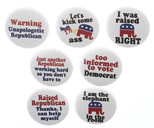 Set 7 Pro Republican Party 1.25" Pinback Buttons Pins Right Vote Election Humor