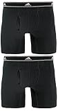 adidas Men's Relaxed Performance Stretch Cotton Boxer Brief Underwear (2-Pack), Black Black, LARGE