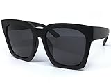 O2 Eyewear 7151 Premium Oversize XXL Women Men Mirror Fashion Sunglasses (Oversized, Matt Black)