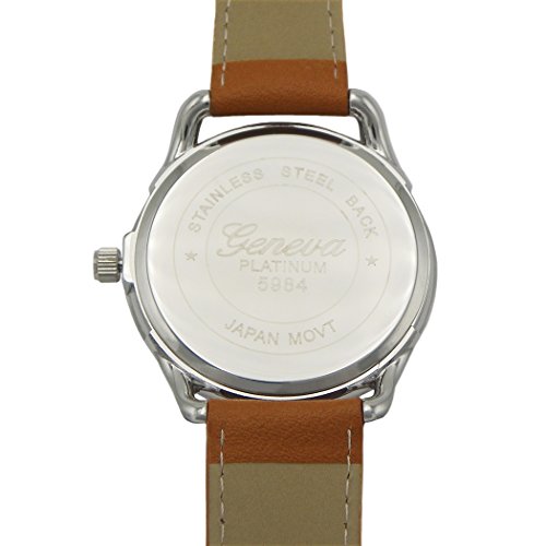 Rosemarie Collections Men's or Women's Stitched Vegan Leather Oversized Watch (Brown, Blue and Silver)