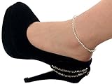 Imixlot Women's 1 Row Silver Rhinestones Stretch Chain Anklet Bracelet Ankle
