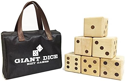 Hiiit Games 3.5'' Giant Wooden Dice Set With Sturdy Carry Bag