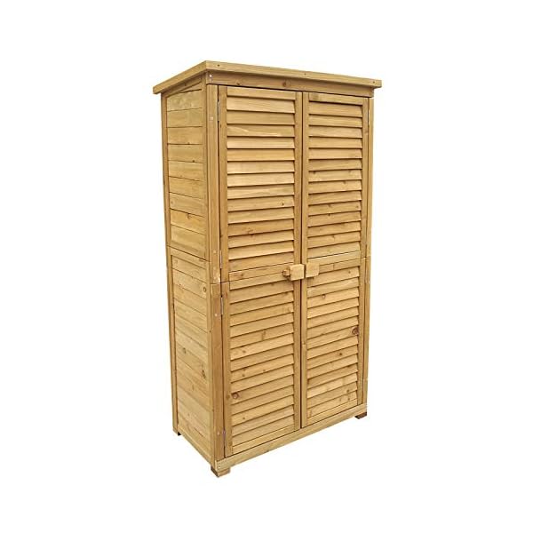 Wiltec Gartenhaus mit Lamellentür aus Fichtenholz mit Bitumendach 870x465x1600mm für Garten, Terrasse & Balkon Gerätehaus Geräteschuppen Holzhaus Werkzeugschrank