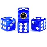 Dreamer Car Tire Valve Stems Caps Plastic Crystal Dice Design(blue,4pcs)
