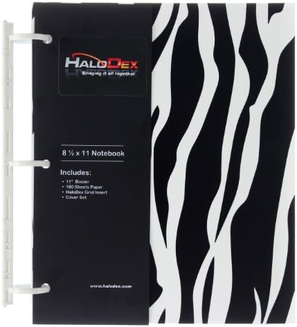 3-Ring Notebook by HaloDex, Zebra, 8.5 x 11, 1.25" Rings