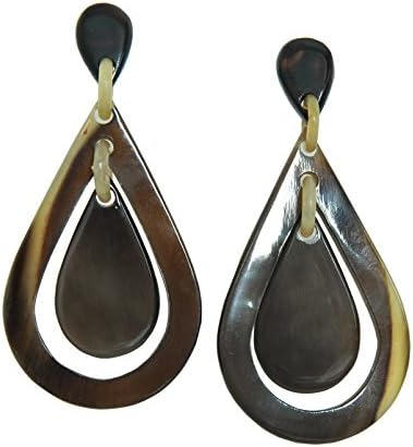 Mary Crafts Womens Handmade Buffalo Horn Tear Drop Dangle Earrings Grey