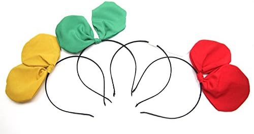 Cripsy Girl's Big Ear Headbands Selection 4 Pack (4 PACK YELLOW GREEN WHITE RED)