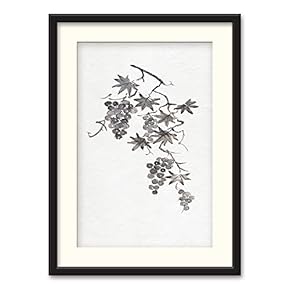 Black Paper Framed Canvas Wall Art for Living Room, Bedroom Traditional Chinese Words and Plants Canvas Prints for Home Decoration Ready to Hanging - 23x31 inches