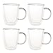 Double Walled Glass Coffee Mugs, 16 Ounce Drinking Glasses (4 Pack)