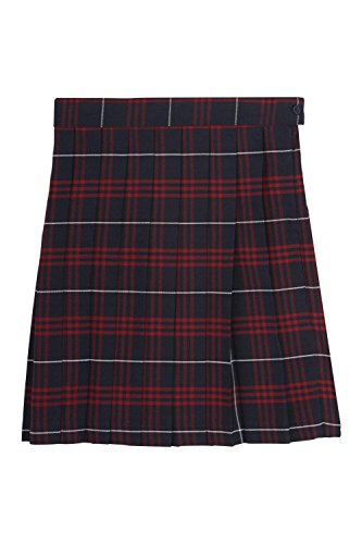 French Toast Big Girls' Pleated Skirt, Navy/Red Plaid, 16