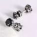 Beydodo Stainless Steel Men Women Stud Earrings Reversible Side Vintage 4-prong Royal Earrings Stud Black