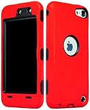 BasTexWireless Bastex Hybrid Armor Case for Apple iPod Touch 5, 5th Generation - Red Silicone Skin / Black Hard [Compatible with iPod Touch 6]